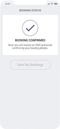 Planfy booking status message indicating that booking has been successfully confirmed.