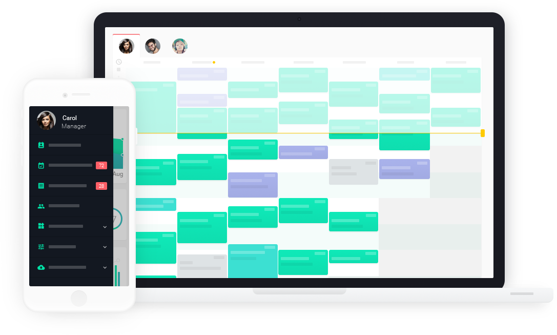 Appointment scheduling software for beauty salons presented on a mobile and laptop.